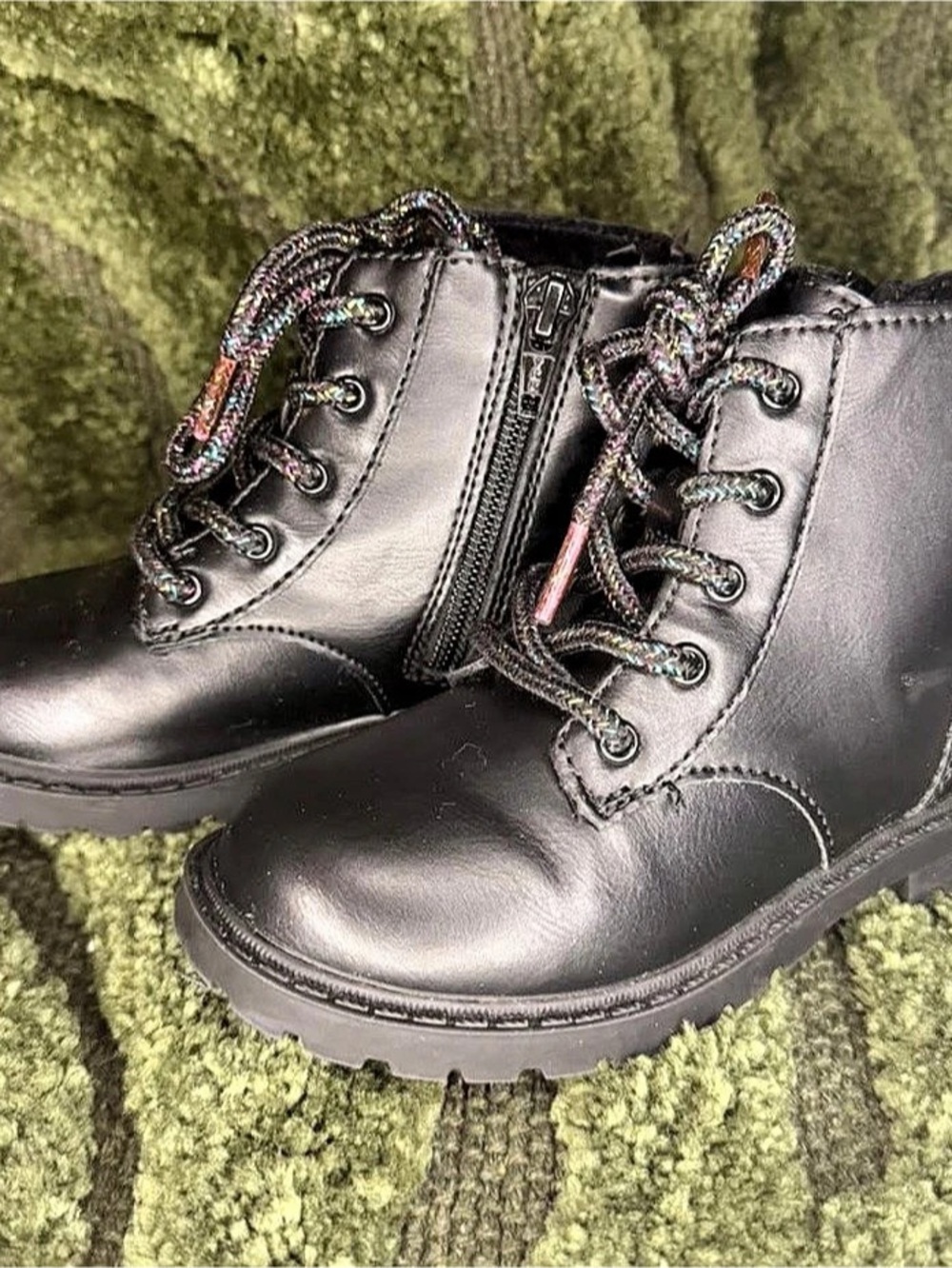 Black Combat Boots Girls US 1 Like New